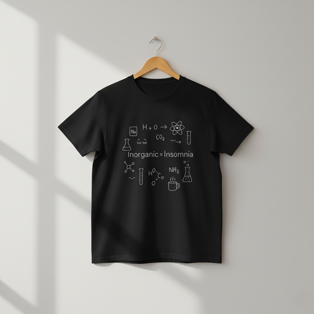 Inorganic = Insomnia Tee β Chemistry Never Sleeps π΅βπ«