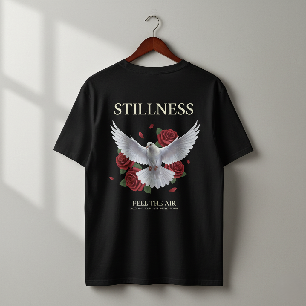 🕊️ Stillness Tee — Feel the Air, Find Your Peace 🌹