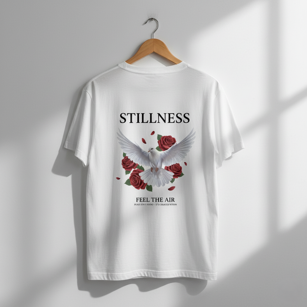 🕊️ Stillness Tee — Feel the Air, Find Your Peace 🌹