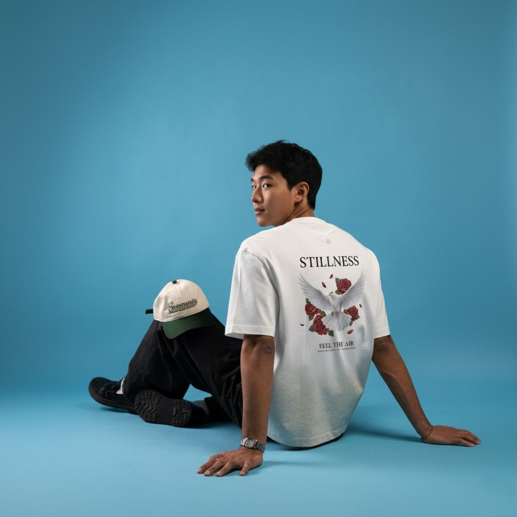 🕊️ Stillness Tee — Feel the Air, Find Your Peace 🌹
